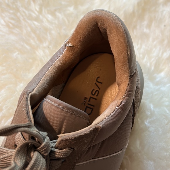 J/SLIDES NYC - khaki leather, suede & nylon sneakers, NWOT - Picture 9 of 10